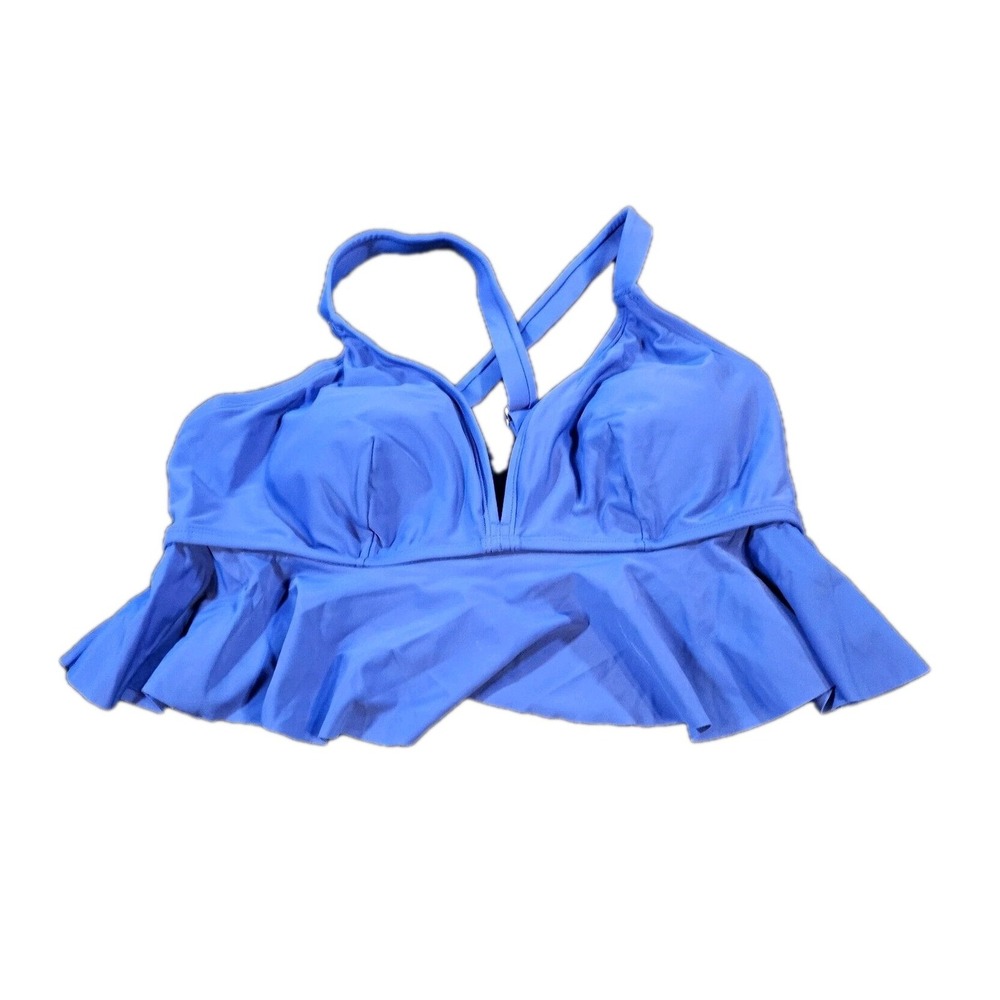 Cupshe Womens Swim Tankini Ruffle Royal Blue Flowy Sexy Top 1X DGA12D4D001TK